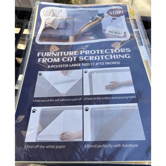 Cat Couch Protector Tape 8 Pack Large Clear Anti Scratch No Pins Residue Free - Picture 7 of 7